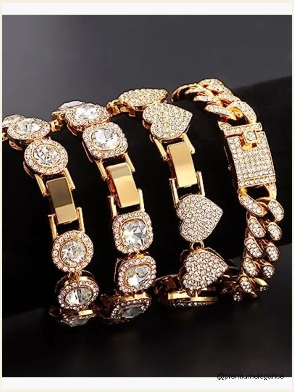 4-Piece Layered Link Bracelet Set with 2000+ Crystals, 8-inch Length - Picture 6 of 7